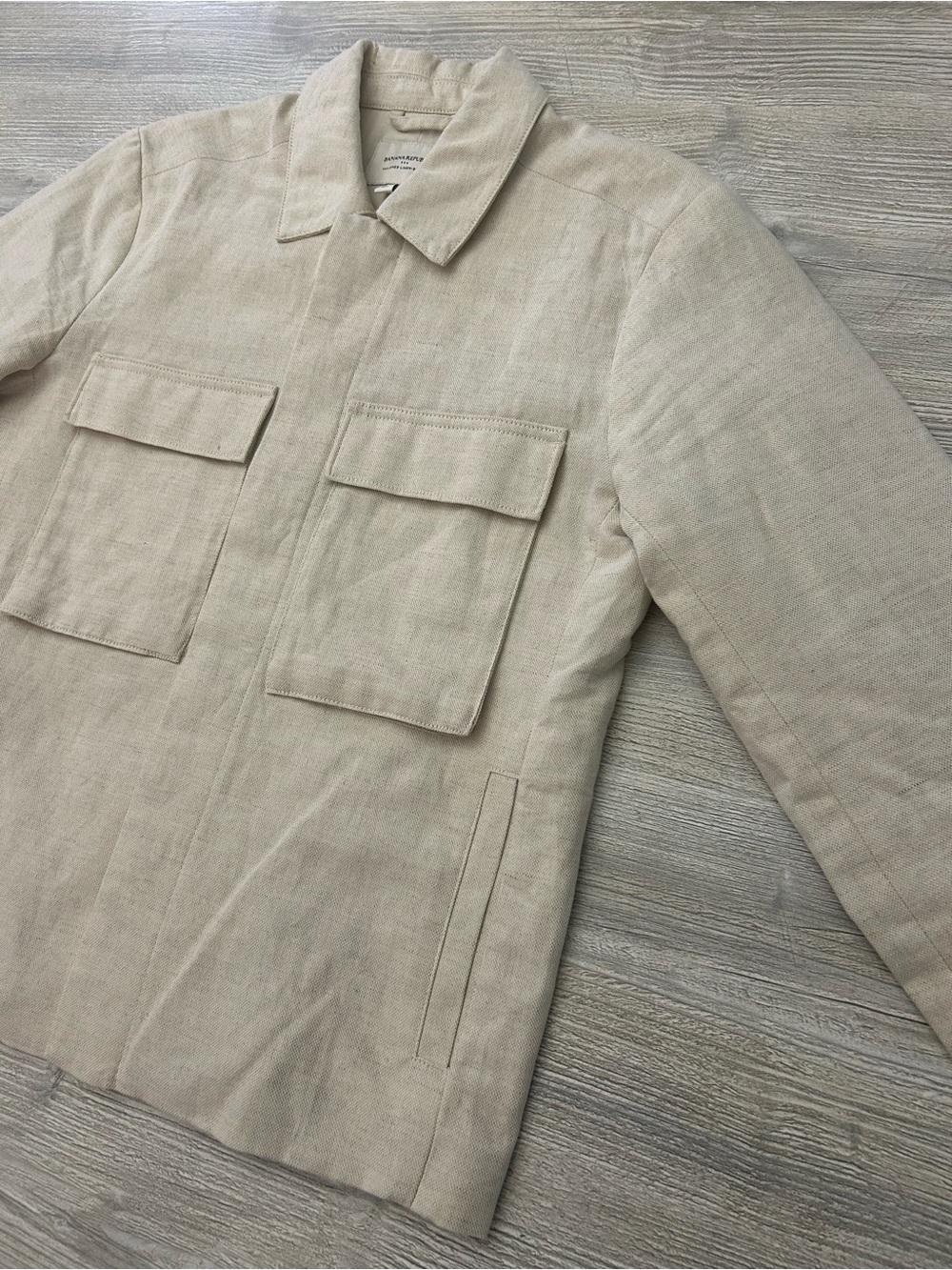 Banana Republic Men’s Tailored Linen-Blend Utility Shirt Jacket Small Flax
